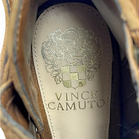 VINCE CAMUTO TORINDI SUEDE & LEATHER LACE UP PEEP TOE BOHEMIAN BOOTIES SZ 7 M - Picture 16 of 16